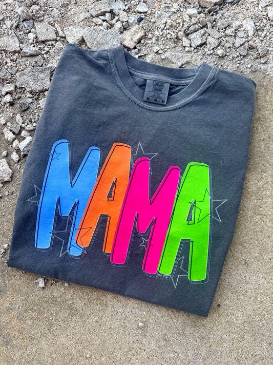 MULTCOLOR MAMA STAR TEE | PEPPER