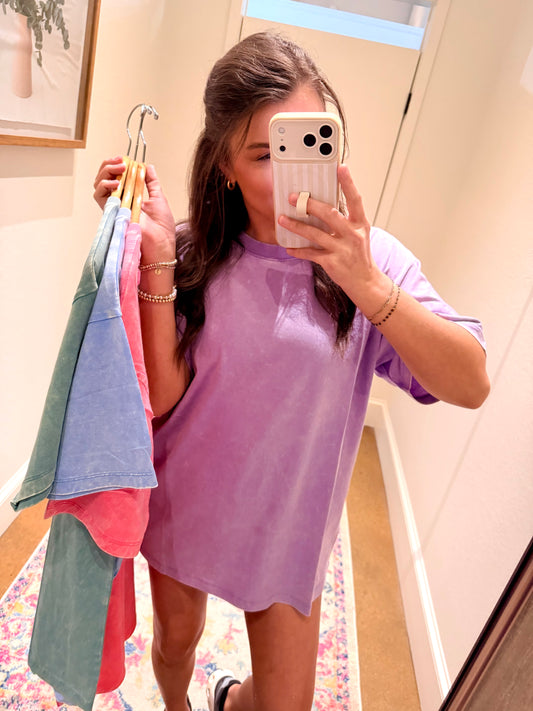 OVERSIZED MINERAL WASHED TEE/ LAVENDER