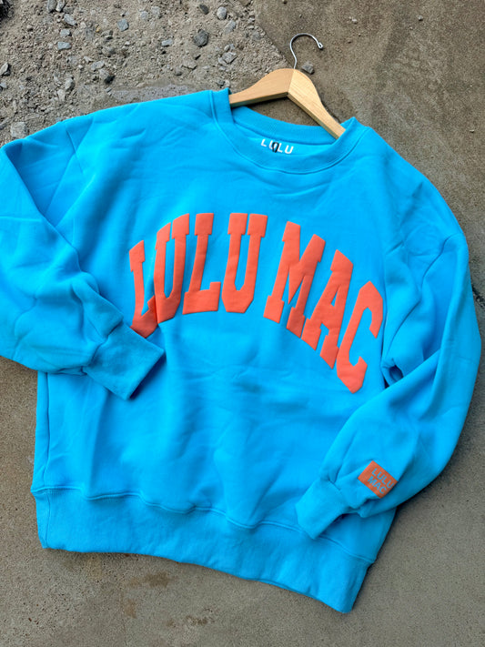 LULU MAC PUFF CREWNECK | BLUE ORANGE