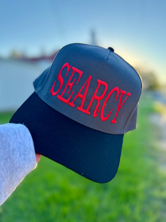 Searcy Black, Grey & Red Embroidery Hat