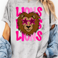 PINK STAR EYED LIONS MASCOT GRAPHIC TEE