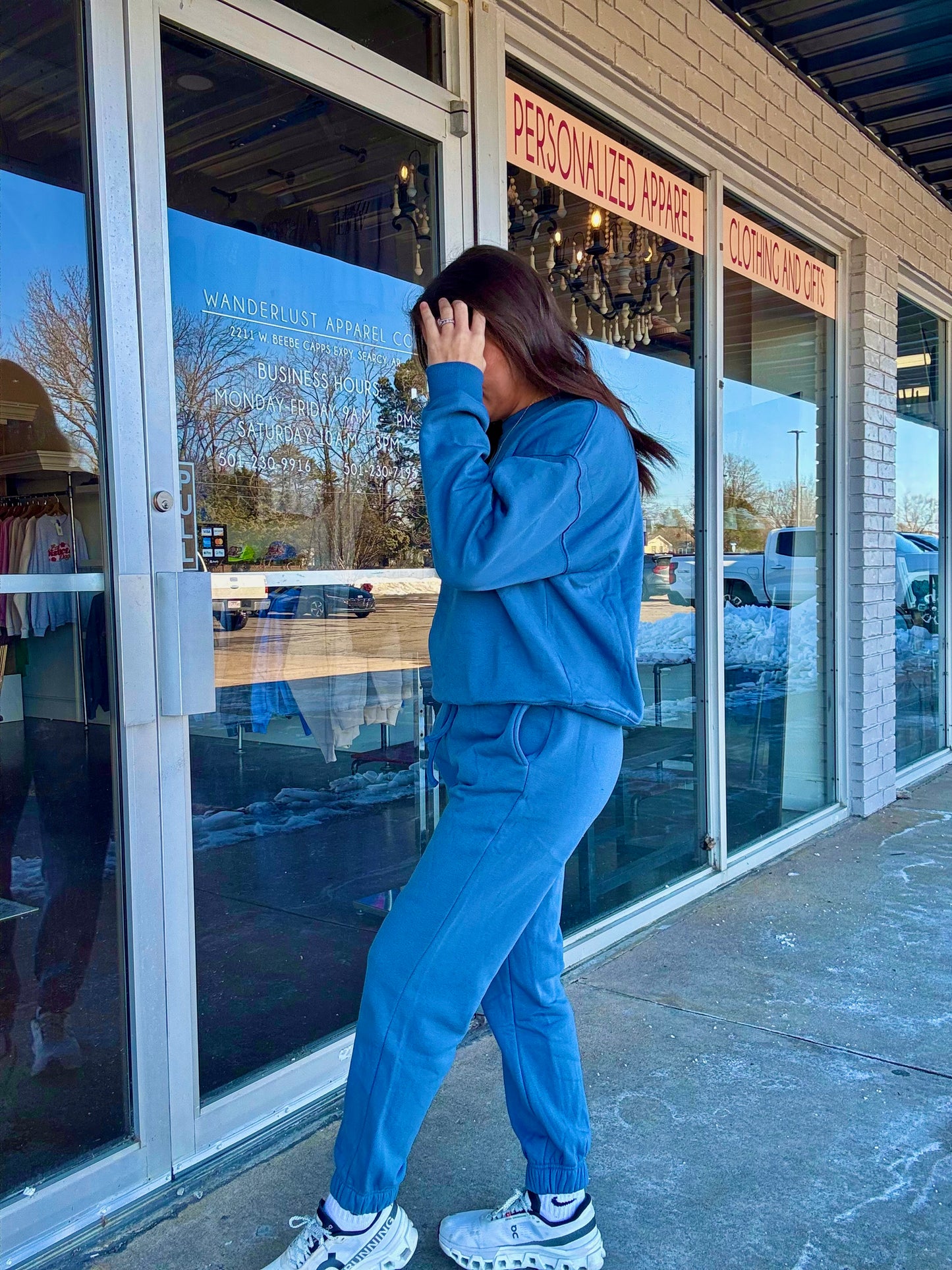 DUSTY BLUE FLEECE JOGGER SET | DUSTY BLUE