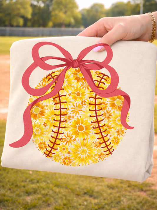 CUSTOM COLORED DAISY SOFTBALL BOW | IVORY