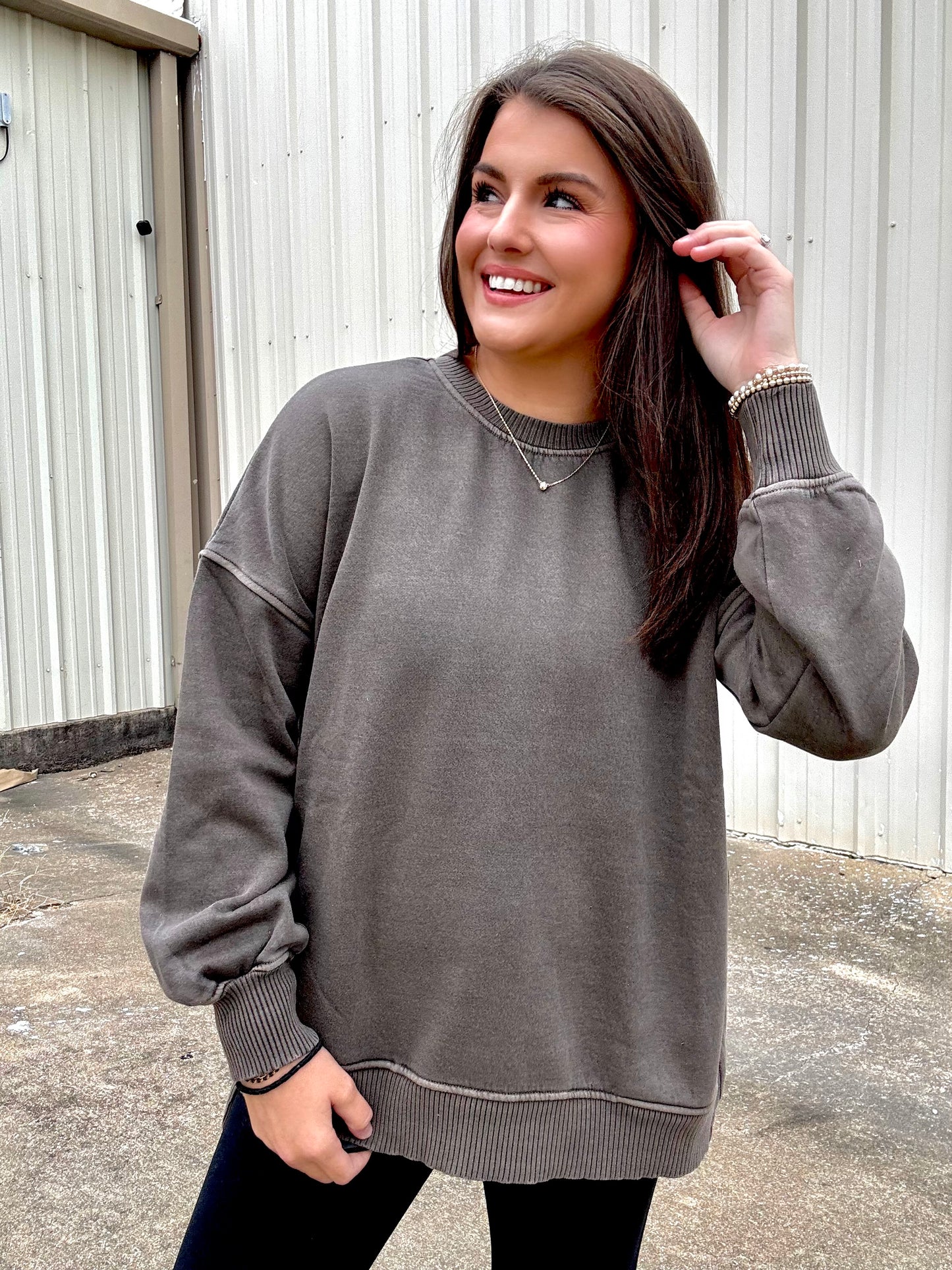 PIGMENT DYE FLEECE HI-LOW