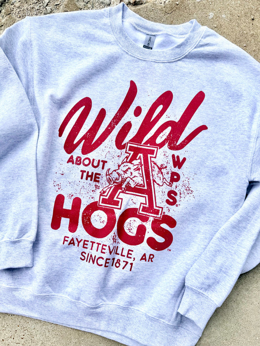 WILD ABOUT THE HOGS CREWNECK