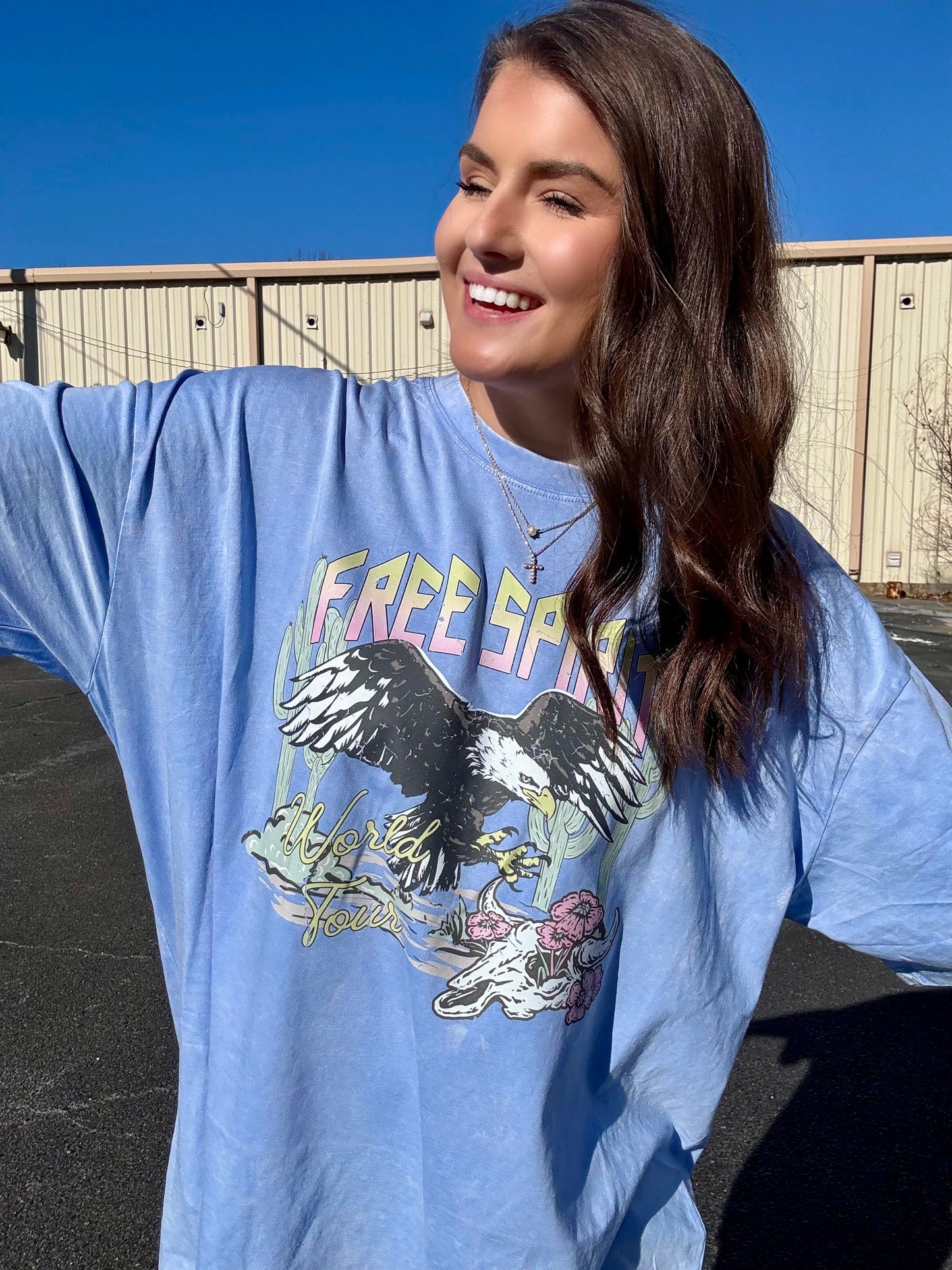 FREE SPIRT OVERSIZED BOYFRIEND TEE | CORNFLOWER BLUE