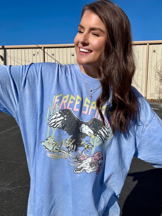 FREE SPIRT OVERSIZED BOYFRIEND TEE | CORNFLOWER BLUE