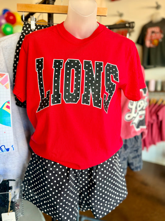 BLACK POLKA DOT LIONS GRAPHIC TEE