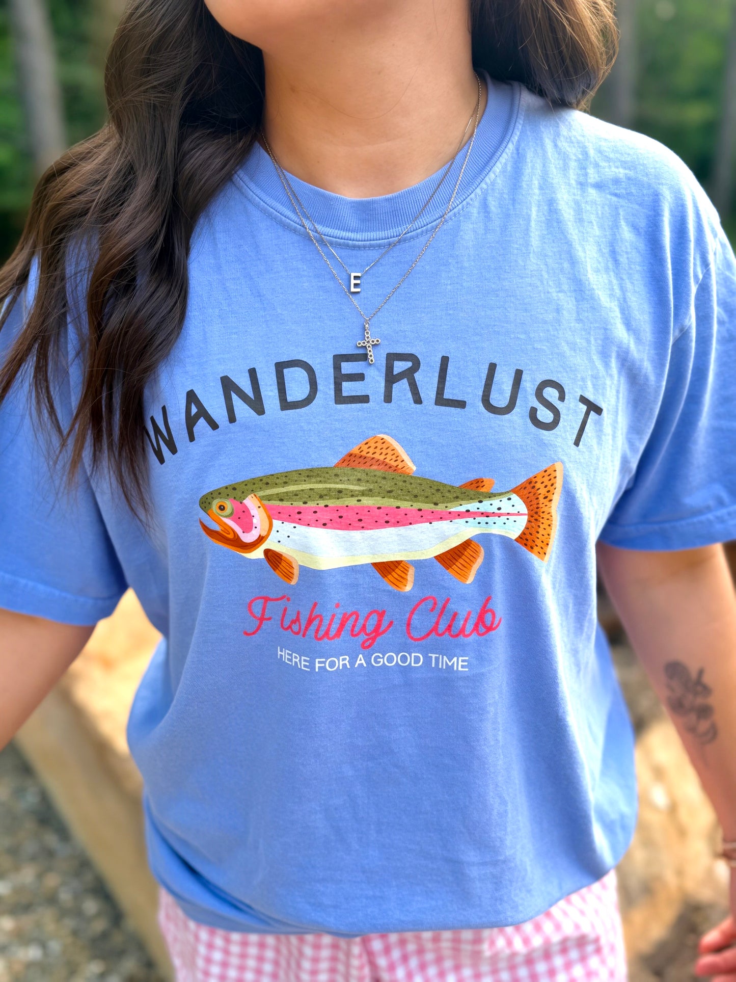 WANDERLUST FISHING CLUB GRAPHIC TEE | WASHED DENIM