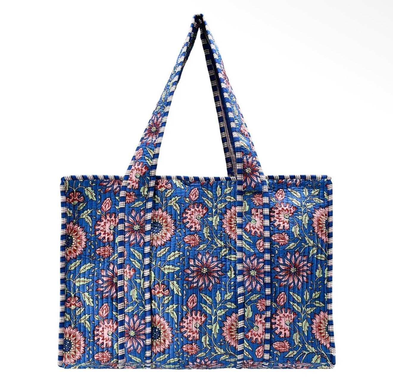 BLUE WILDFLOWER QUILTED TOTE | BLUE