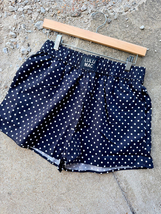 LULU MAC BLACK POLKA DOT BOXER SHORTS
