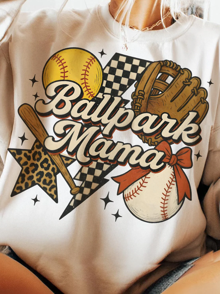 BALLPARK MAMA GILDAN CREWNECK | SAND