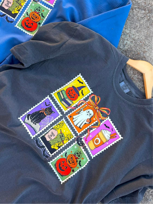 SPOOKY HALLOWEEN STAMPS  GRAPHIC TEE