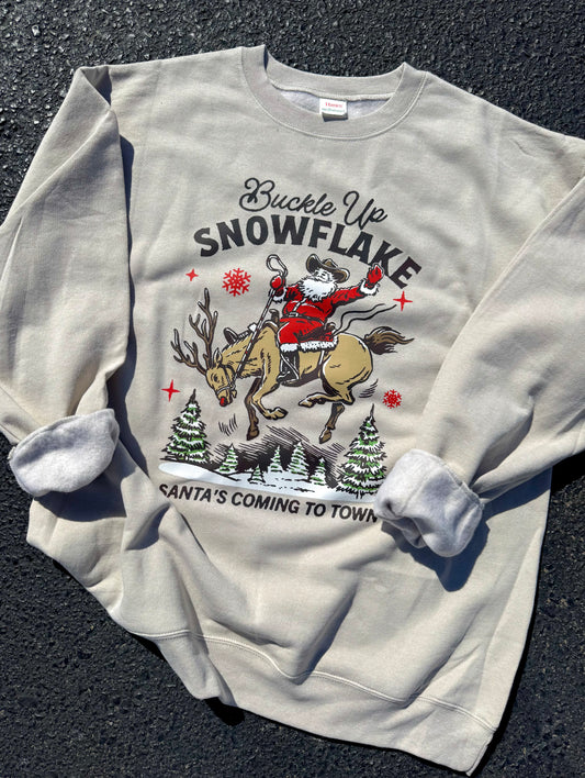 BUCKLE UP SNOWFLAKE  CREWNECK