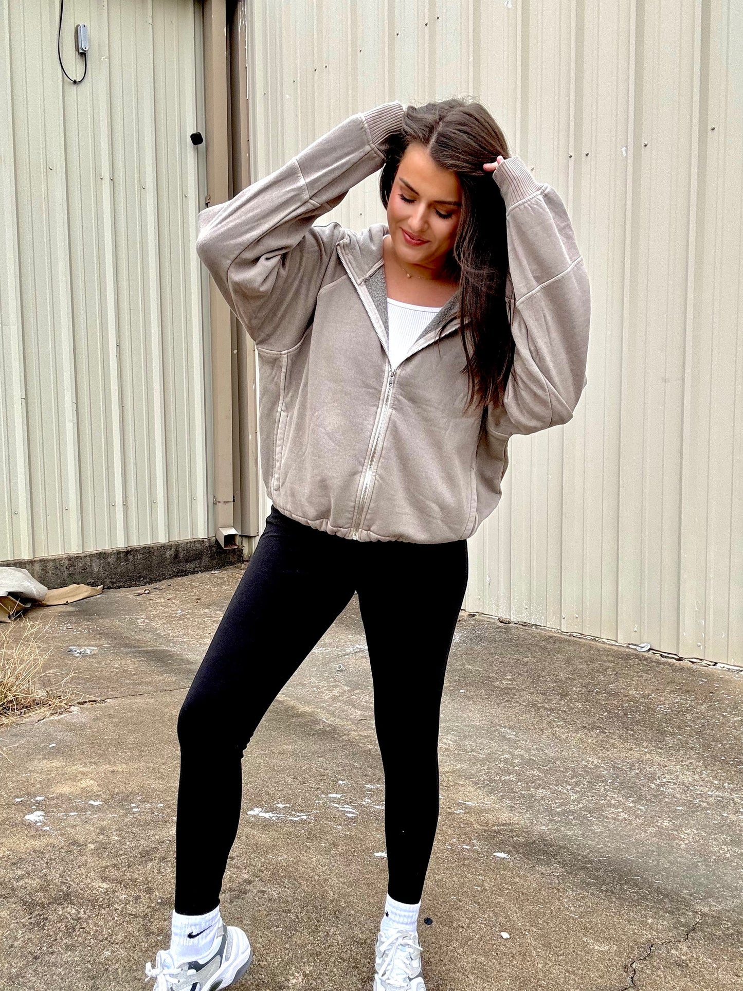 FLEECE PIGMENT DYE ZIP UP HOODIE