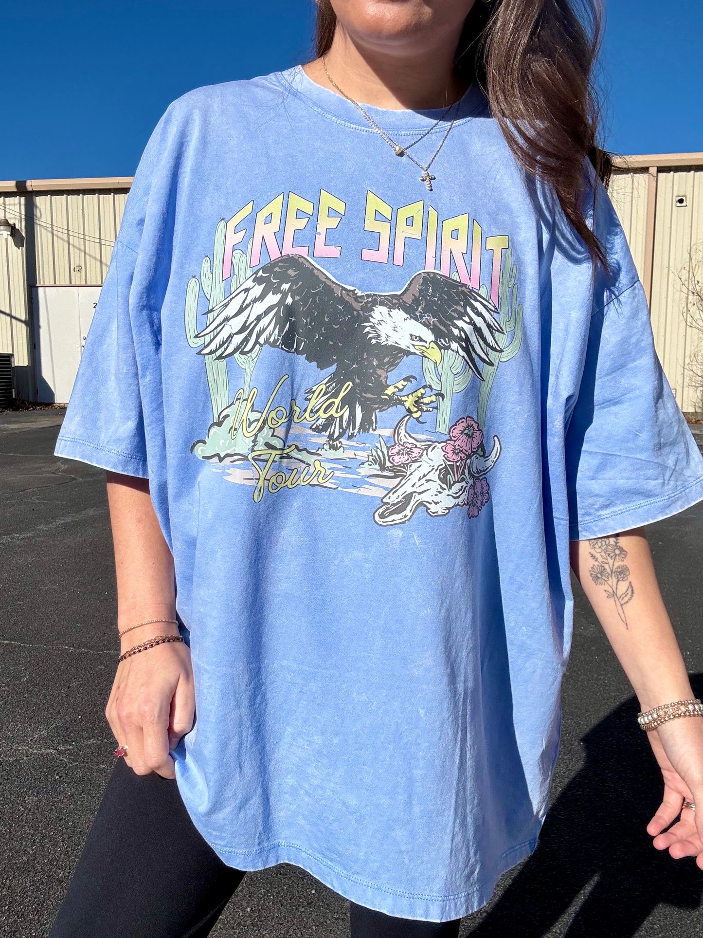 FREE SPIRT OVERSIZED BOYFRIEND TEE | CORNFLOWER BLUE