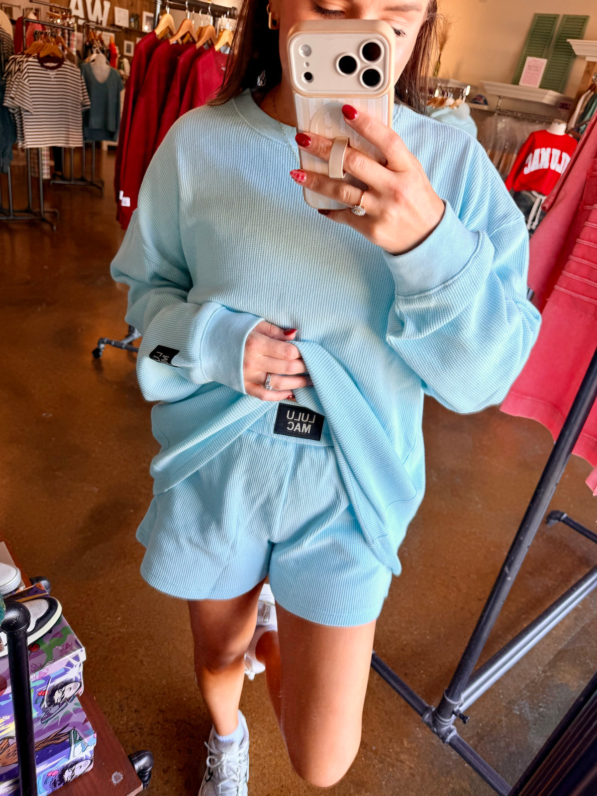 LULU MAC-Waffle Short-Ice Blue