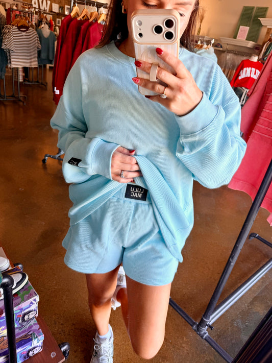 LULU MAC-Waffle Short-Ice Blue
