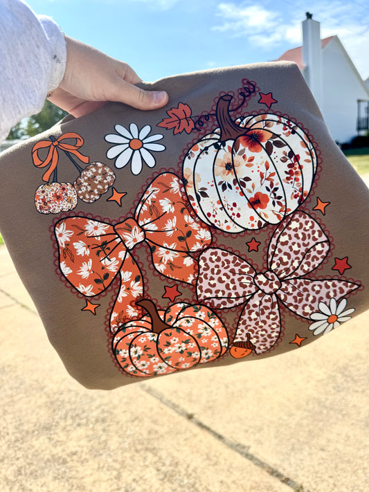 FLORAL LEOPARD PUMPKIN CREWNECK