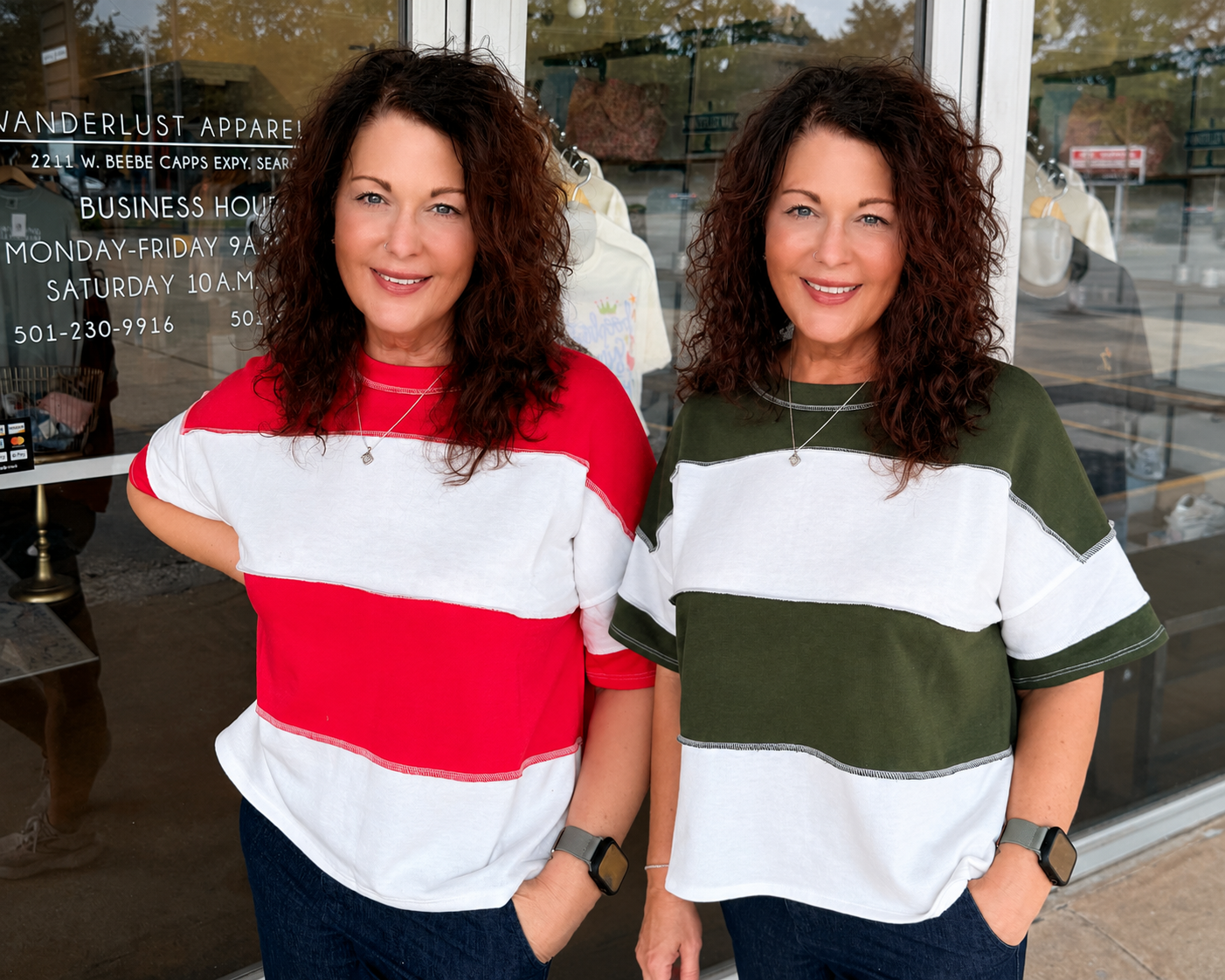 French Terry Color Block Exposed Seam Top