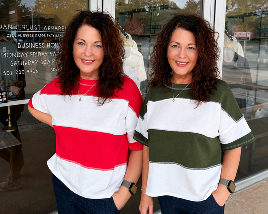 French Terry Color Block Exposed Seam Top