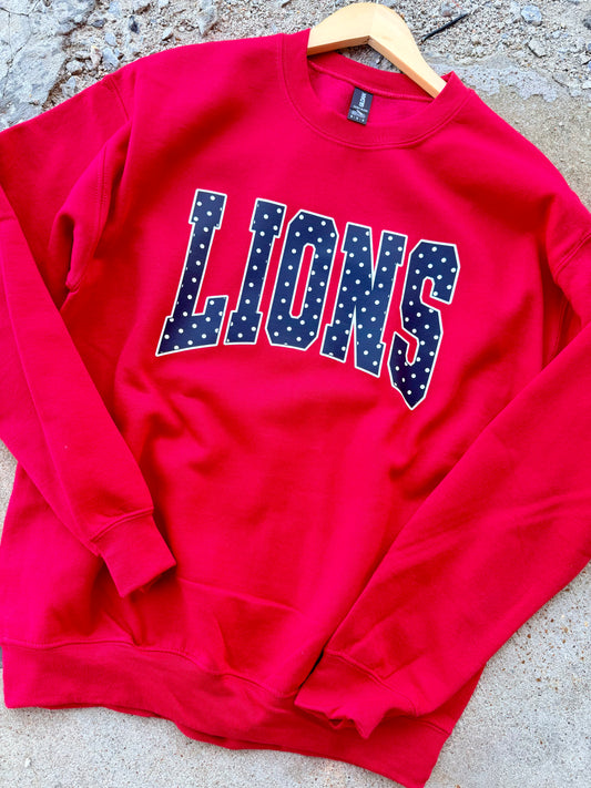 LIONS BLACK POLKA DOT GRAPHIC CREWNECK