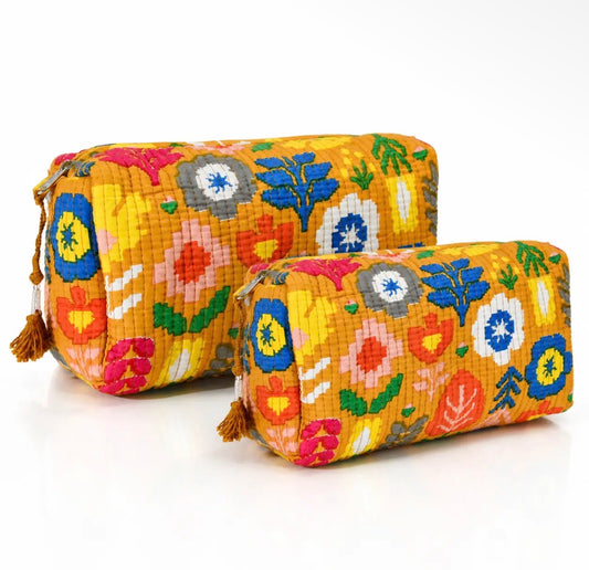 GOLDEN GARDEN QUILTED POUCH | YELLOW