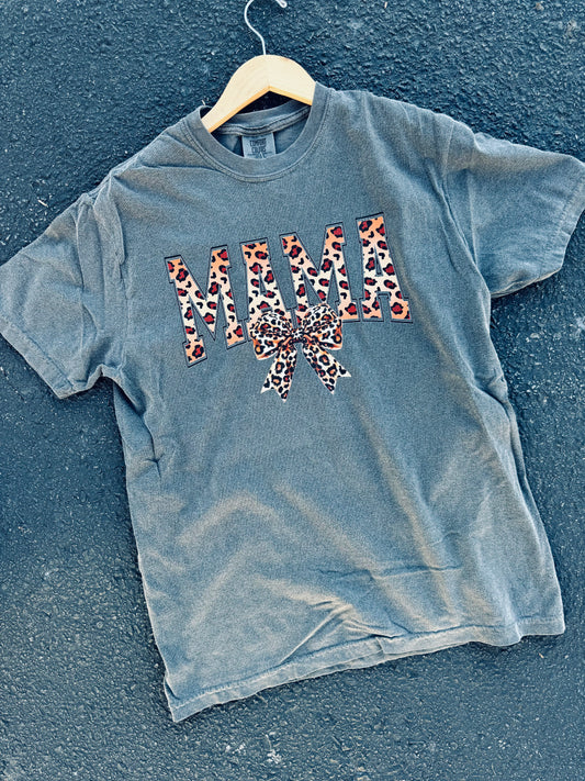 MAMA LEOPARD BOW GRAPHIC TEE