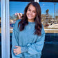 RIBBED DETAIL FLEECE PULLOVER | ASH JADE