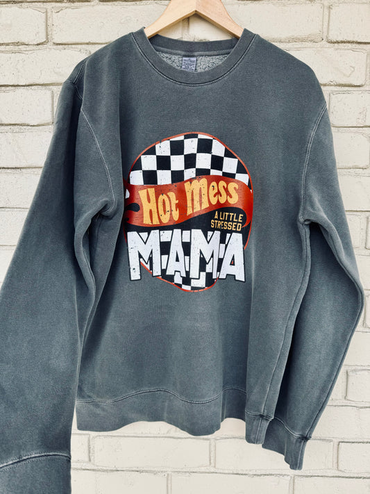 Hot Mess Mama pigment dyed sweatshirt INDEPENDENT TRADING CO.