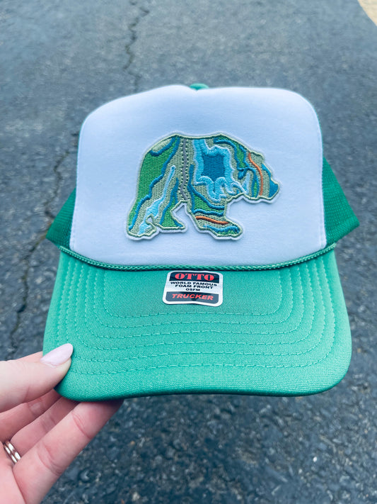 Green bear trucker hat