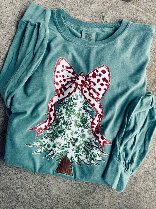 Green Floral Coquette  long sleeve tee