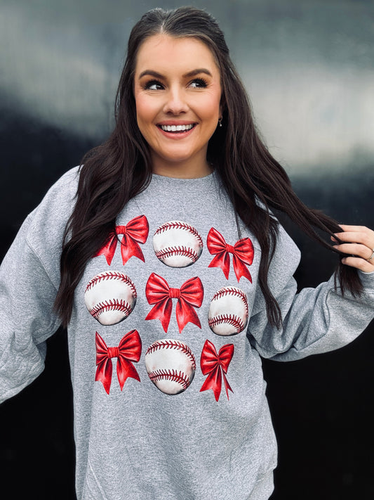 Baseball Coquette Bow crewneck