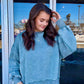 RIBBED DETAIL FLEECE PULLOVER | ASH JADE