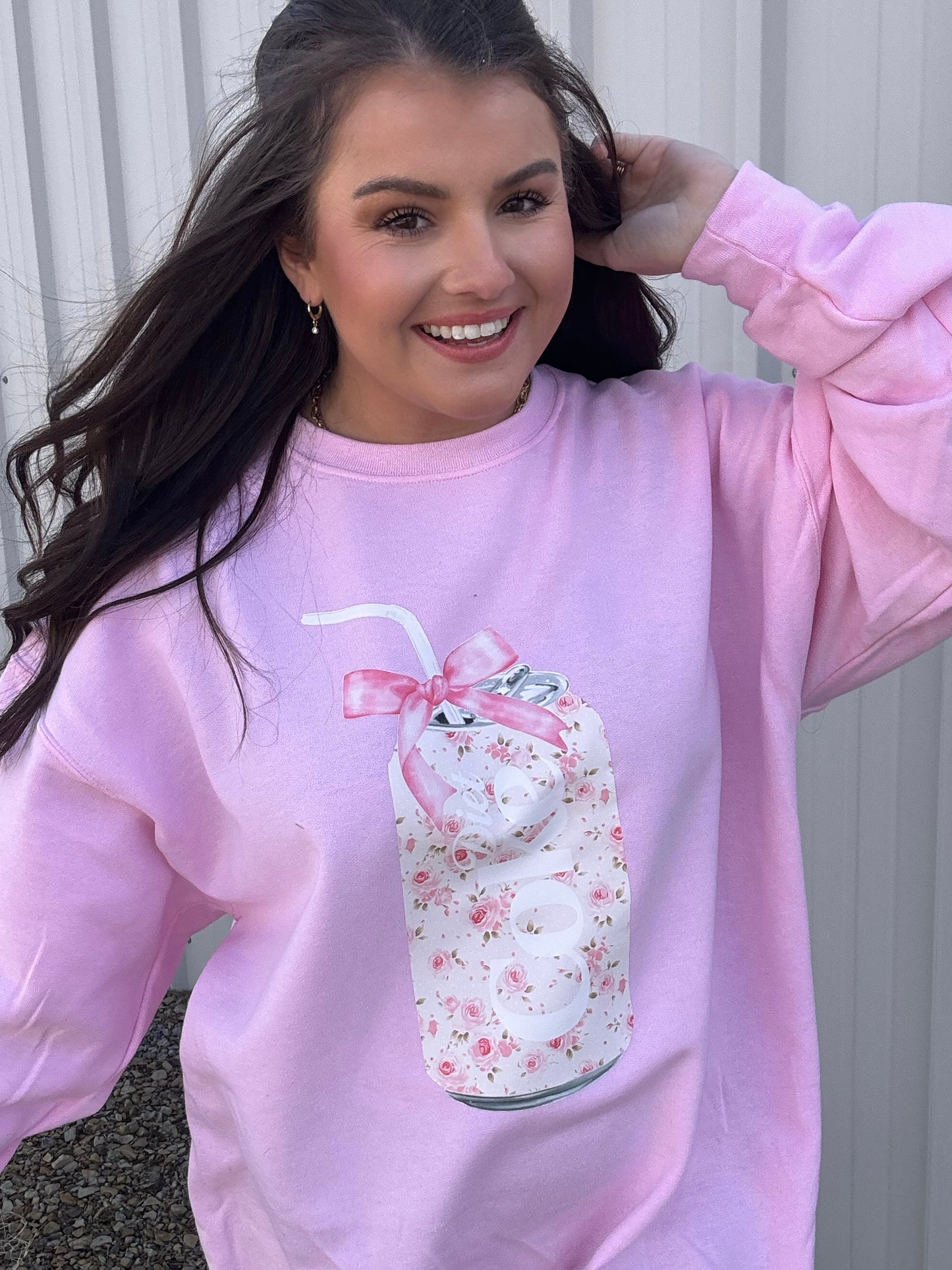 Pink Diet Coke Can graphic crewneck