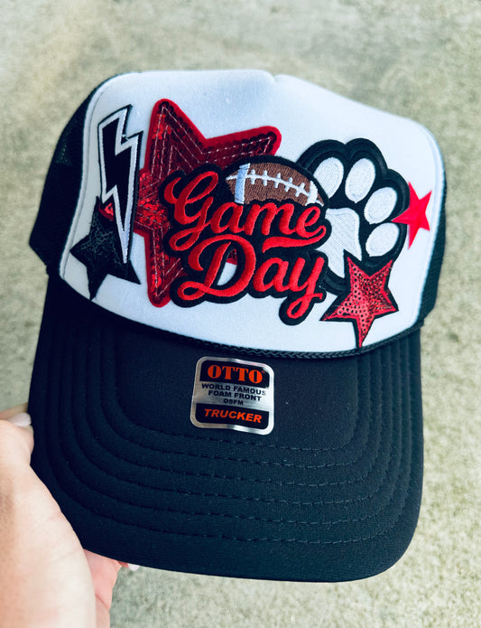 Game day paw print trucker hat