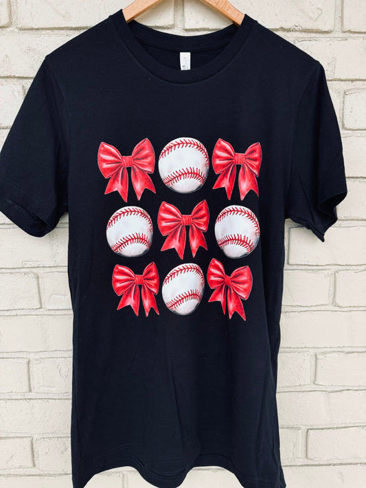 Baseball Coquette Bow graphic tee