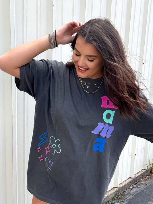 MAMA COLOFUL MULTI PRINT graphic tee