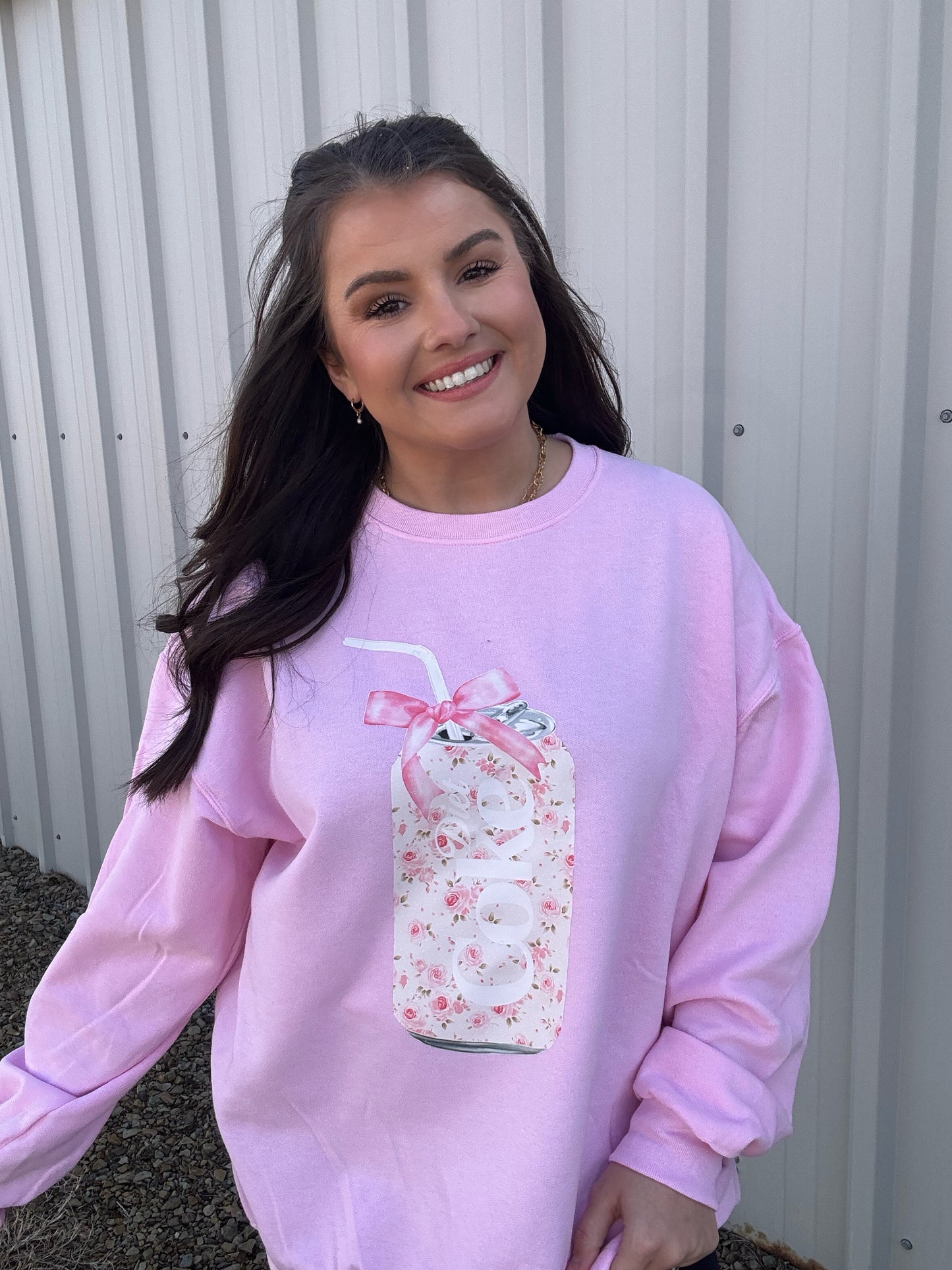 Pink Diet Coke Can graphic crewneck