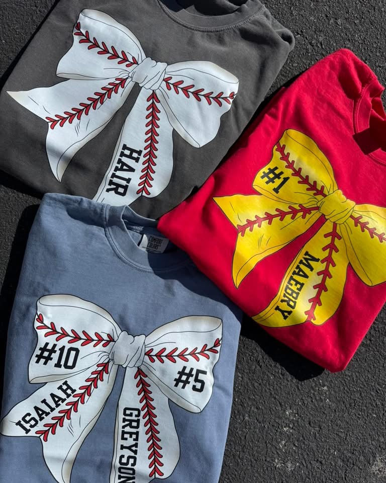 CUSTOM BASEBALL/SOFTBALL BOW GRAPHIC TEE