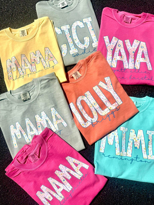 CUSTOM SPRING FLORAL NAME TEE
