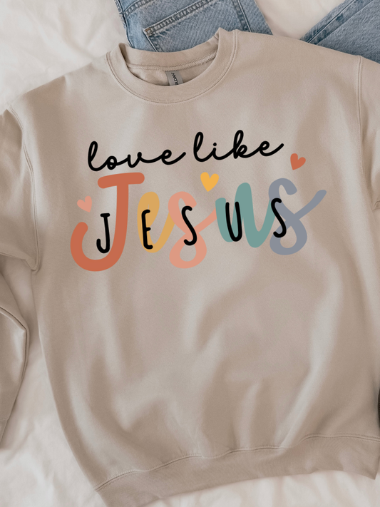 LOVE LIKE JESUS PASTEL | SAND CREWNECK