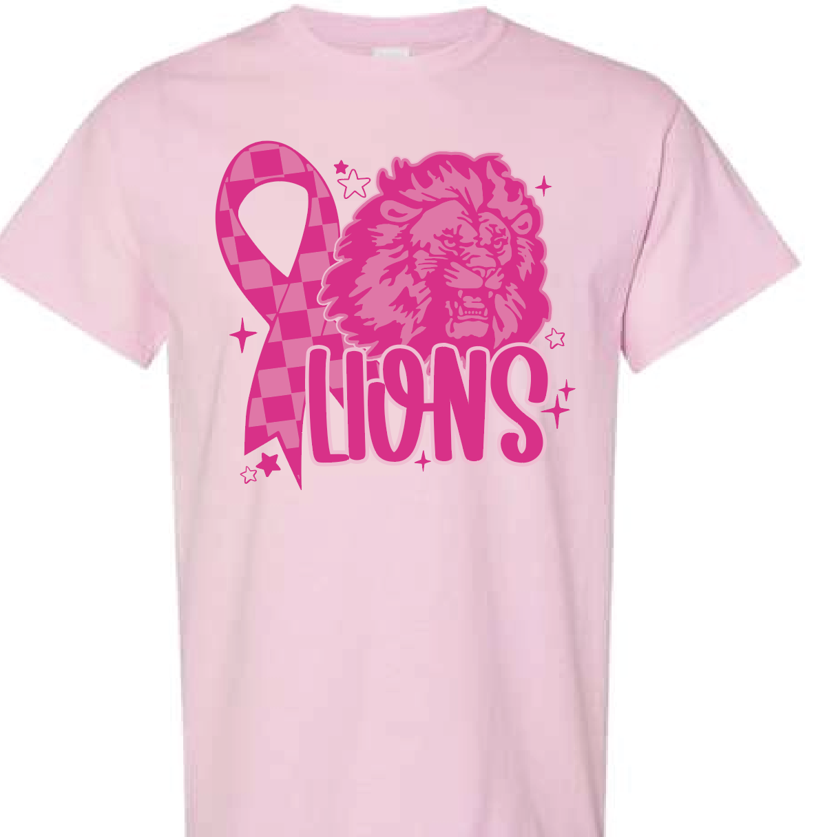 Lions Checkered Breast Cancer Awareness Tee