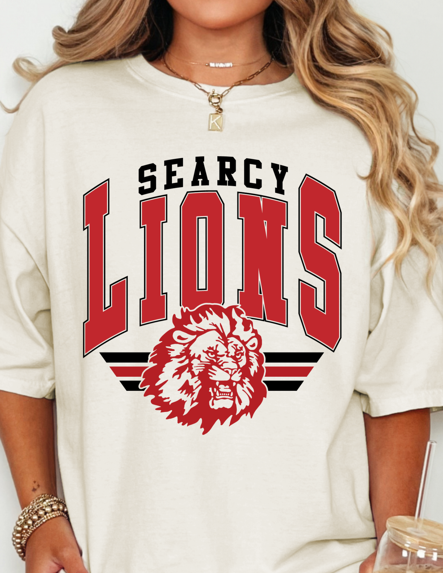 VARSITY MASCOT SEARCY LIONS GRAPHIC TEE IVORY