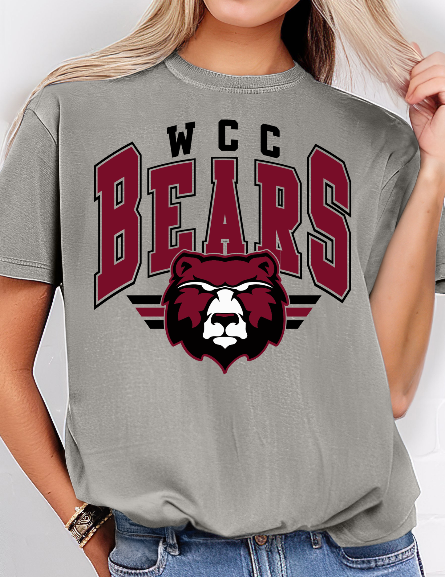 VARSITY MASCOT WCC BEARS GRAPHIC TEE GREY