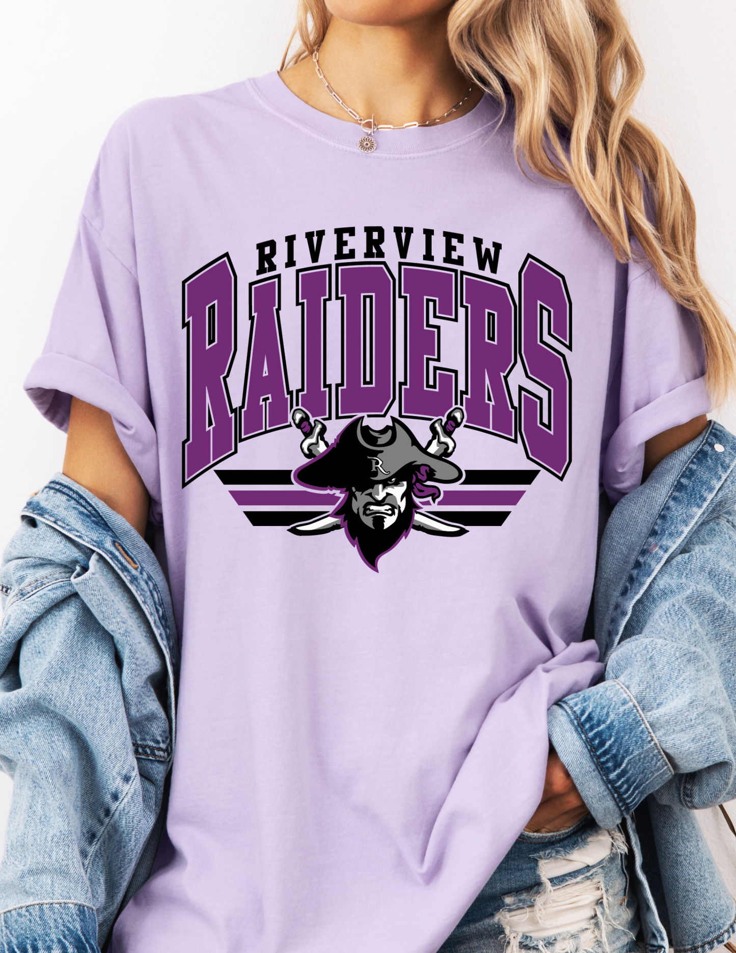 VARSITY MASCOT RIVERVIEW RAIDERS GRAPHIC TEE ORCHID