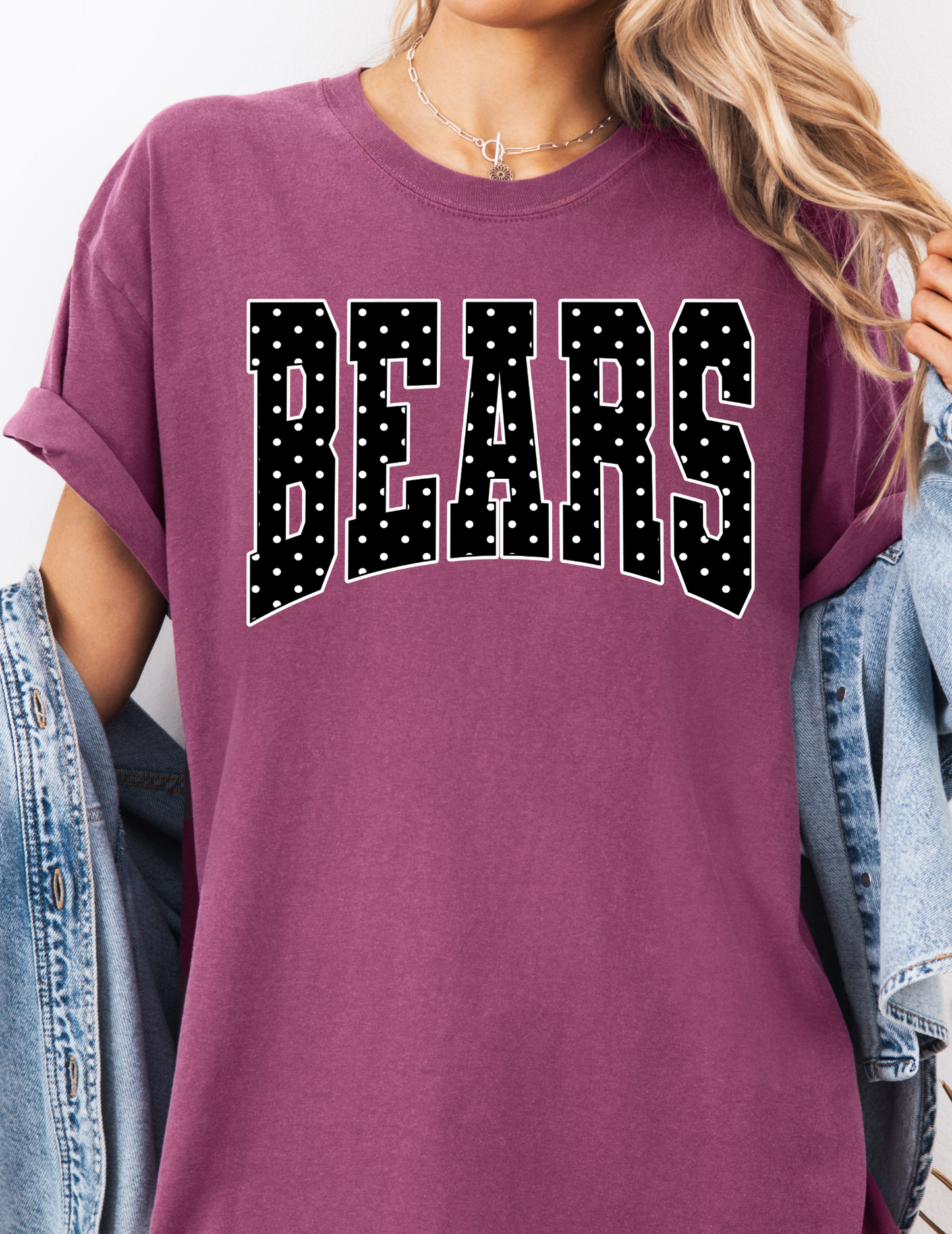 BLACK POLKA DOT BEARS | GRAPHIC TEE BERRY