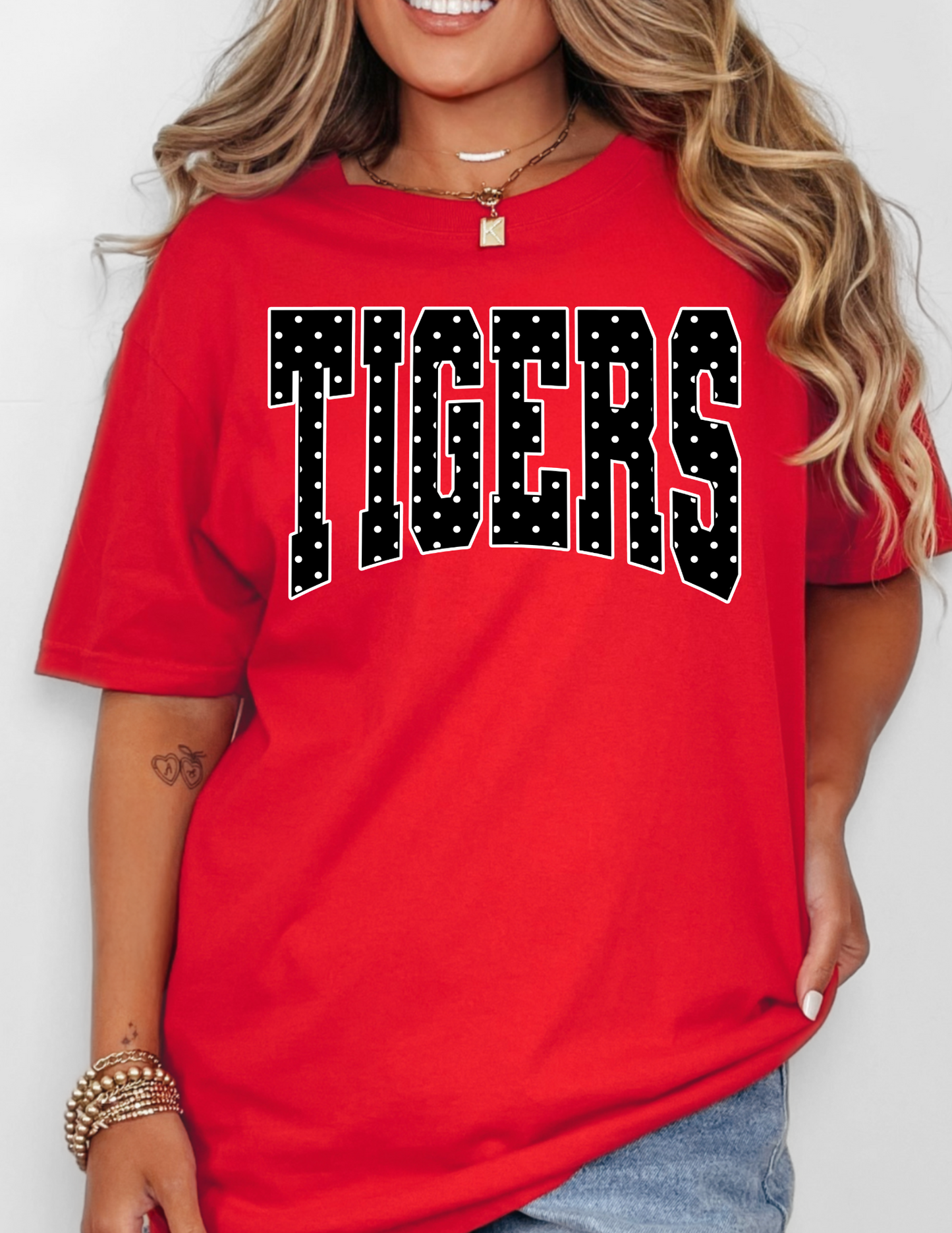 BLACK POLKA DOT TIGERS | GRAPHIC TEE RED