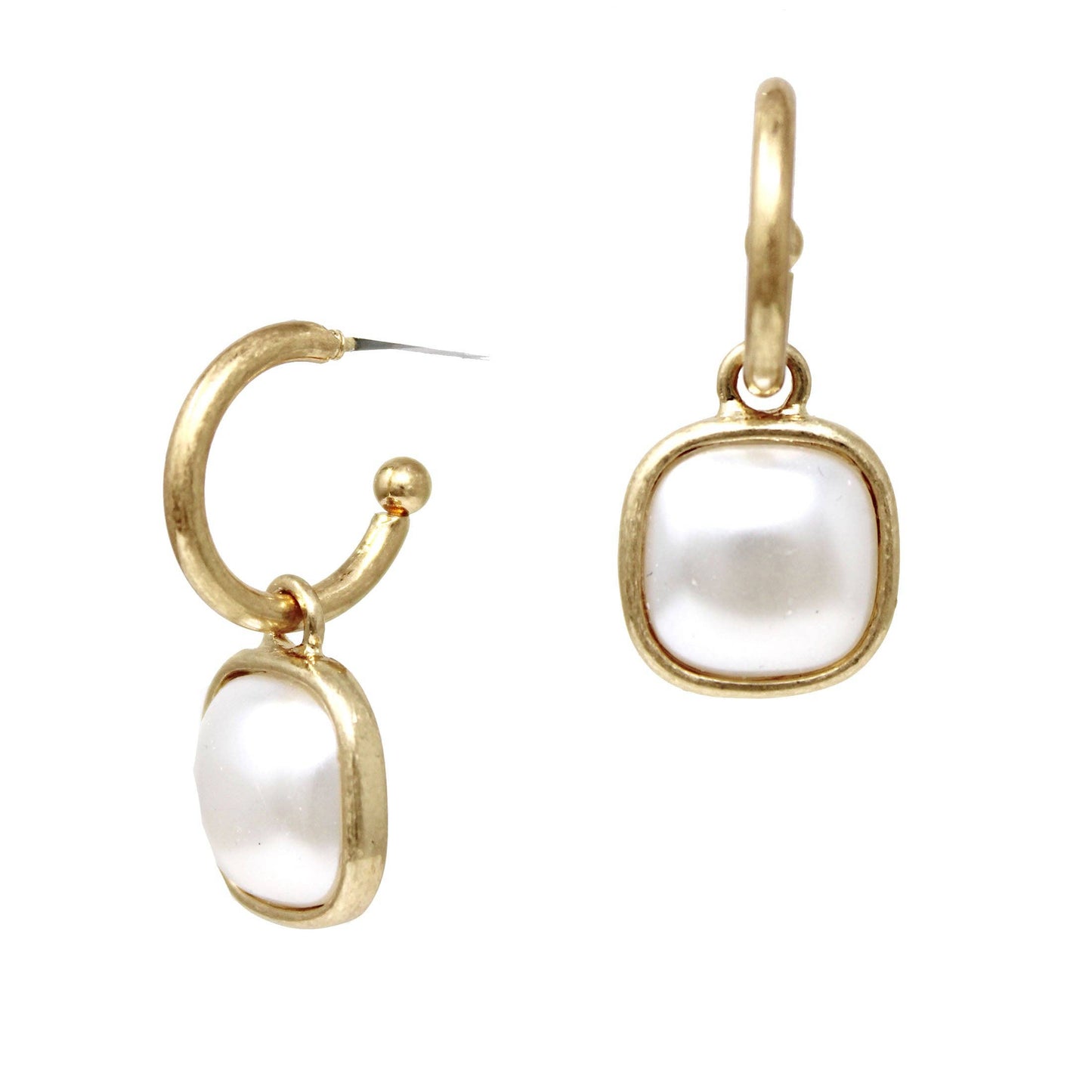 GOLD WITH SQUARE PEARL EARRING