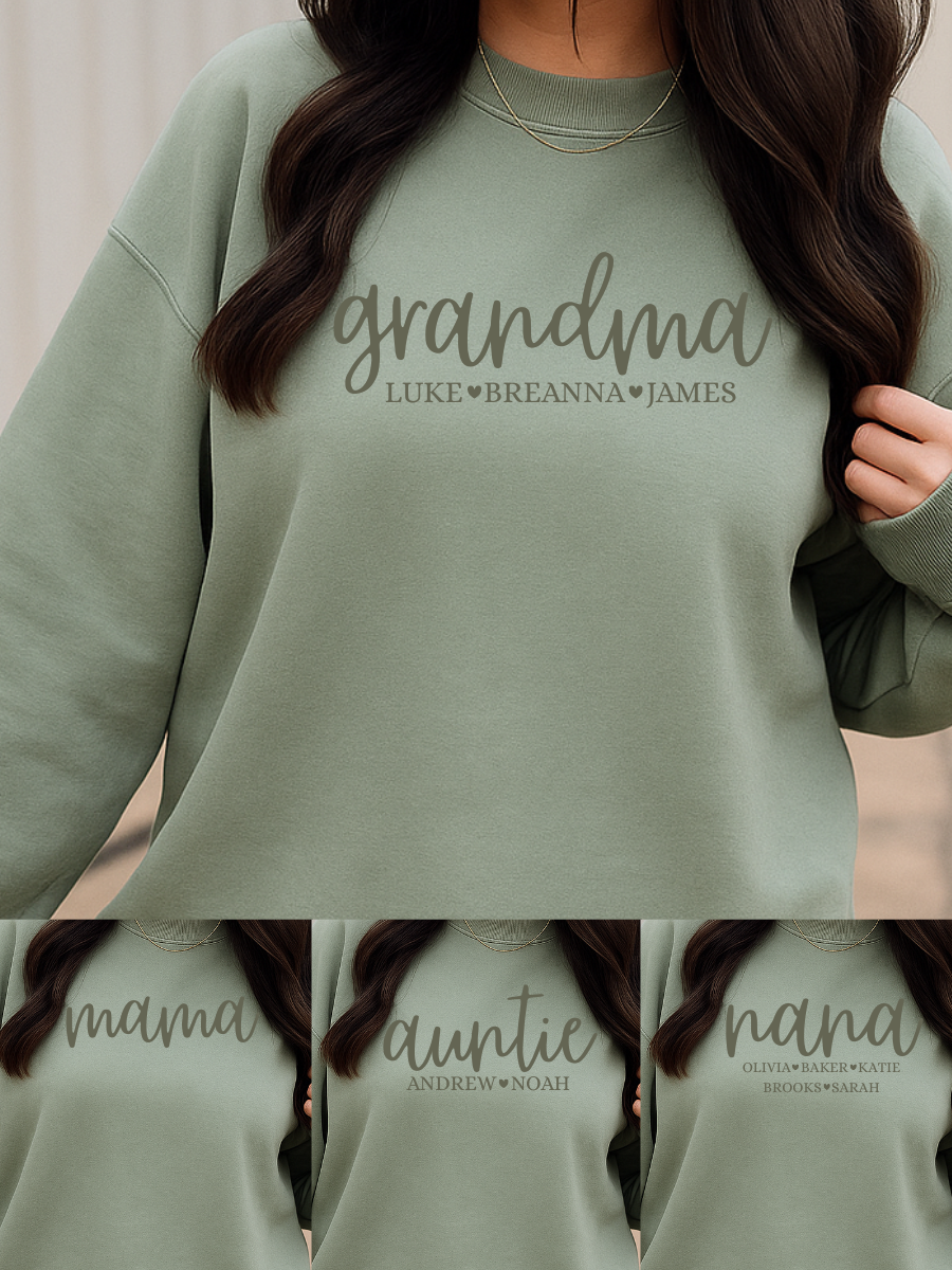 PERSONALIZED CREWNECK FOR MOMS, GRANDMAS, AUNTS, AND MORE